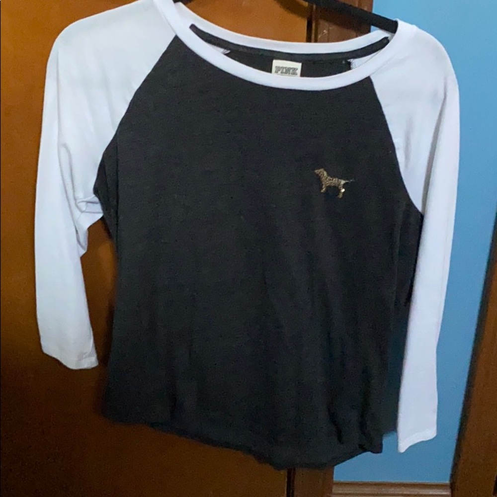 PINK long sleeve baseball tee